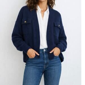 Madewell Blue Oversized Cargo Pocket Cardigan Wool Alpaca Blend Size Small
